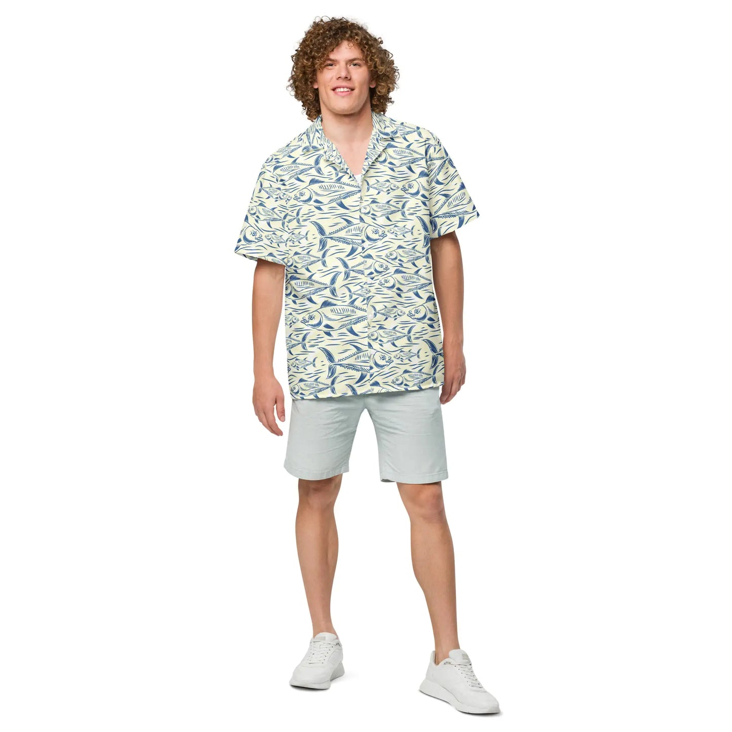 Bonito Island Hawaiian Button Shirt: Dive into Tuna Mayhem!