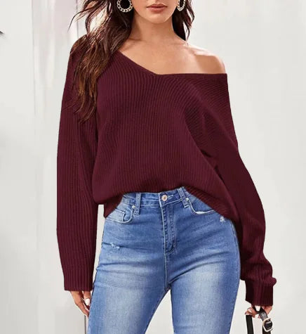 Off-Shoulder Knit Sweater