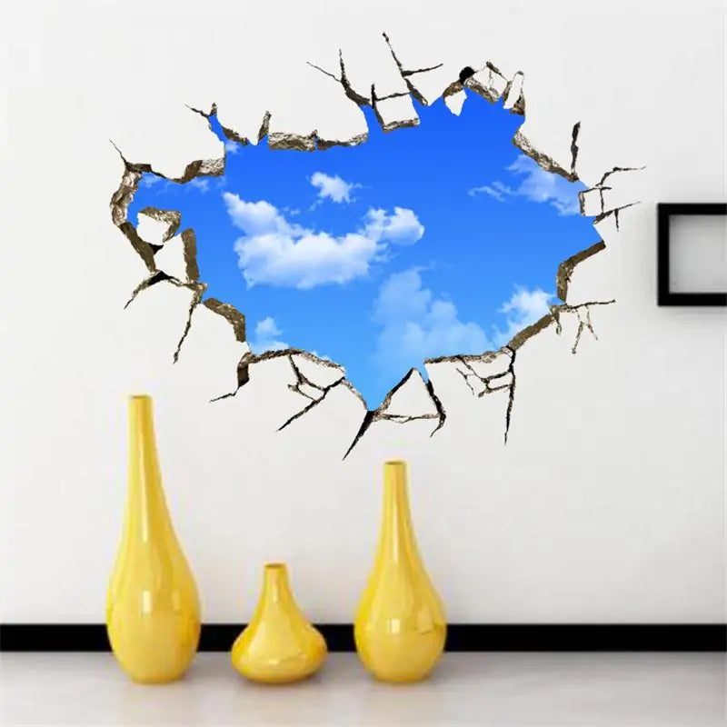 3D Blue Sky White Clouds Wall Sticker