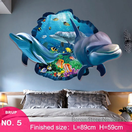 Dolphin Floor Stickers Sea Animals 3D Wall Stickers