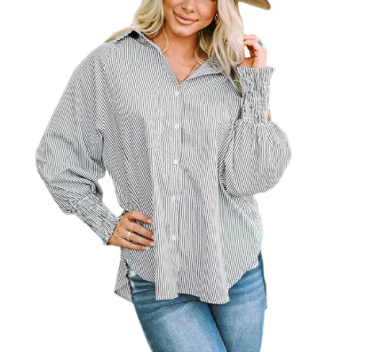 Smocking Bubble Long Sleeve Shirt