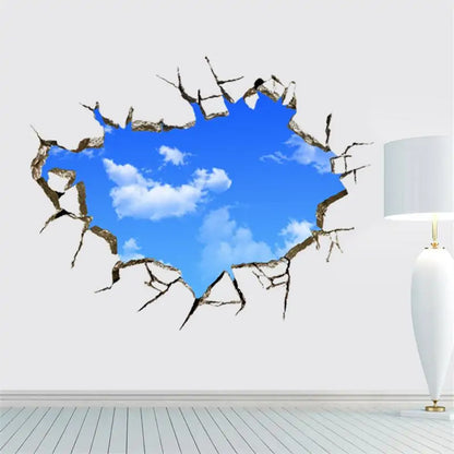 3D Blue Sky White Clouds Wall Sticker