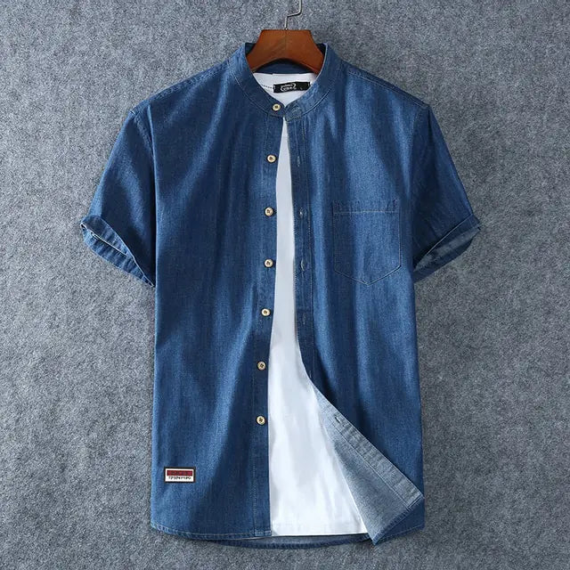 Plus Size Denim Shirt Men