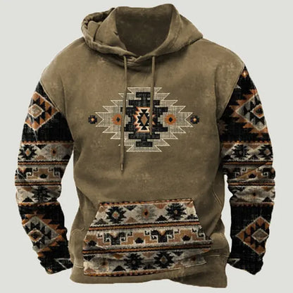 Western Aztec Patchwork Hoodie