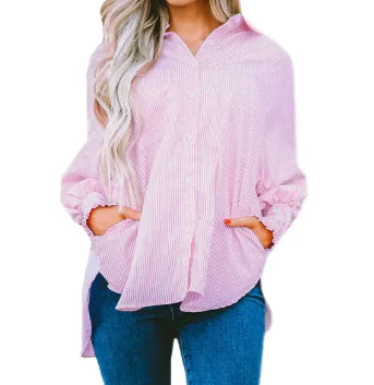 Smocking Bubble Long Sleeve Shirt