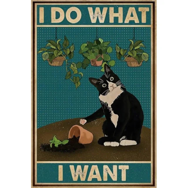 Funny Cat Metal Tin Sign