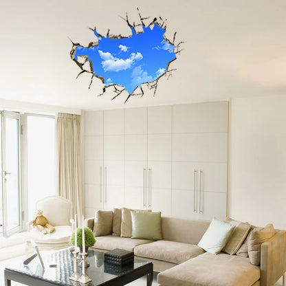 3D Blue Sky White Clouds Wall Sticker