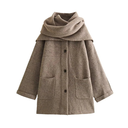 Chic 3-Color Knit Coat Set with Cozy Scarf - Perfect for Stylish Layering!